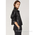 Automne 2 poches veste en cuir PU pour dames